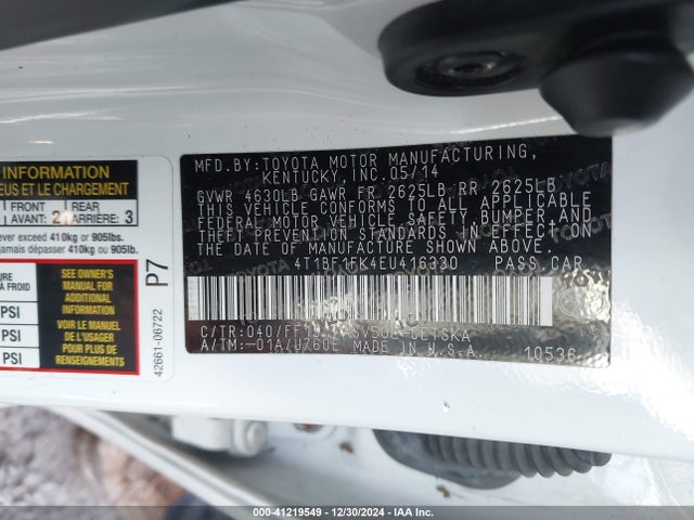 4T1BF1FK4EU416330 Toyota CAMRY SE