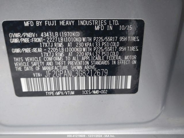 JF2GPANC3G8212679 Subaru Crosstrek 2.0i Limited