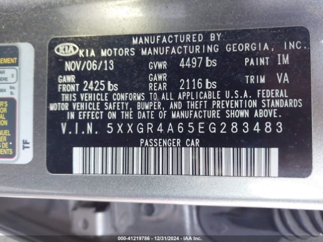 5XXGR4A65EG283483 KIA Optima Sxl Turbo
