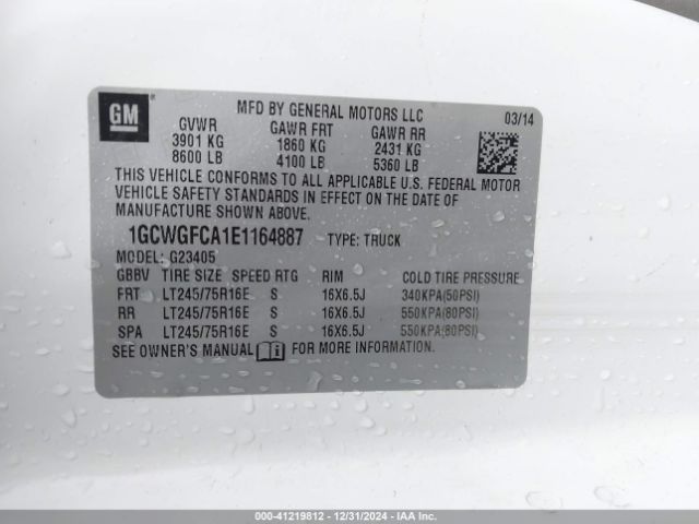 1GCWGFCA1E1164887 Chevrolet Express 2500 Work Van