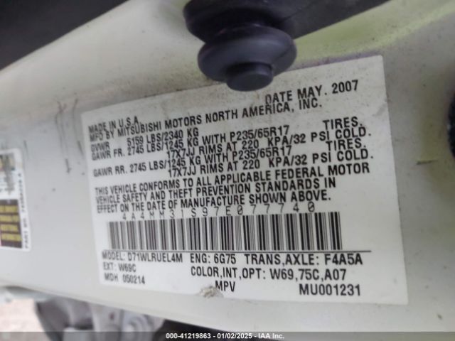 2007 MITSUBISHI ENDEAVOR 4A4MM31S97E077740 Photo 8