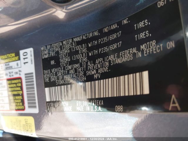 5TDKK3DC0FS629384 Toyota Sienna Le 8 Passenger