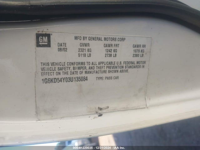 2003 CADILLAC DEVILLE 1G6KD54Y03U135084 Photo 8