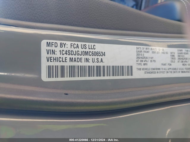 1C4SDJGJ0MC606534 Dodge Durango Srt 392 Awd