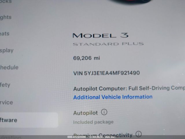 5YJ3E1EA4MF921490 Tesla Model 3 Standard Range Plus Rear-wheel Drive