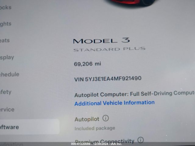 5YJ3E1EA4MF921490 Tesla Model 3 Standard Range Plus Rear-wheel Drive