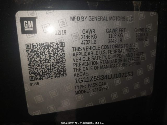 1G11Z5S34LU107153 Chevrolet Impala Fwd Lt