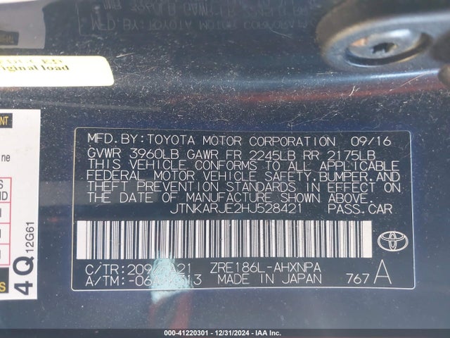 JTNKARJE2HJ528421 Toyota COROLLA IM