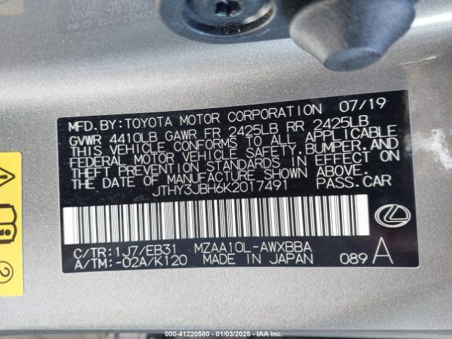 JTHY3JBH6K2017491 Lexus Ux 200 F Sport