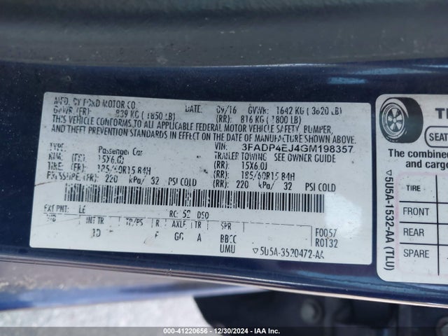 Ford FIESTA SE 2016 3FADP4EJ4GM198357 Image 9