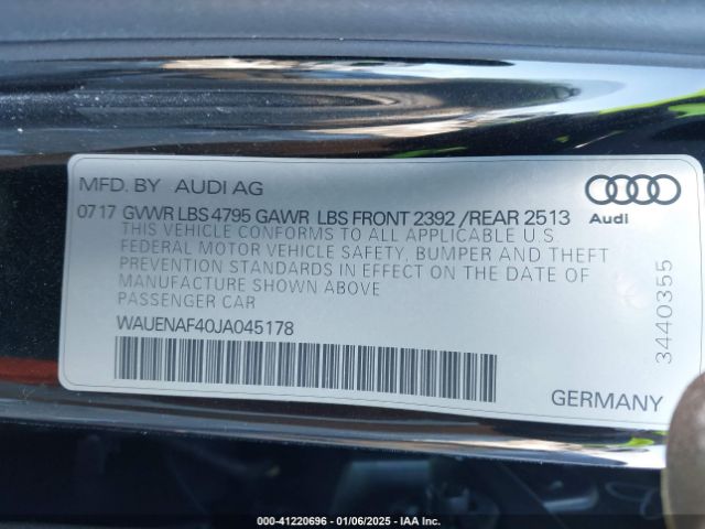 WAUENAF40JA045178 Audi A4 2.0t Premium/2.0t Tech Premium