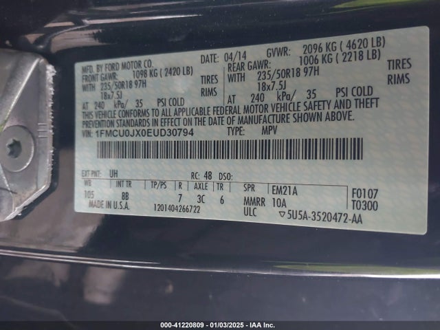 Ford Escape Titanium 2014 1FMCU0JX0EUD30794 Image 9