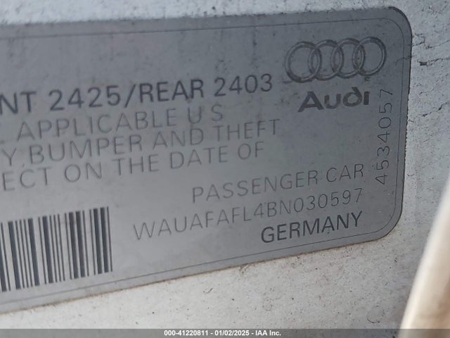 2011 AUDI A4 WAUAFAFL4BN030597 Photo 8