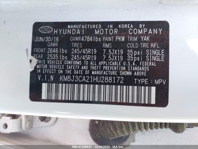 Hyundai Tucson Limited 2017 KM8J3CA21HU288172 Image 9