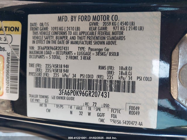 Ford Fusion Titanium 2016 3FA6P0K96GR207431 Image 9
