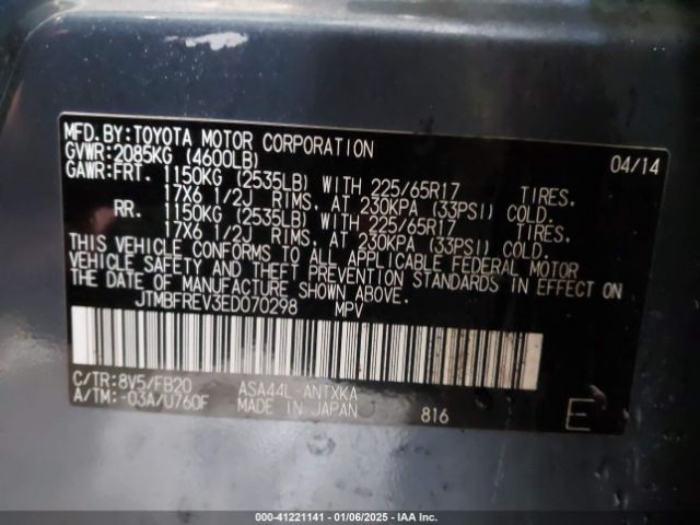 JTMBFREV3ED070298 Toyota RAV4 LE