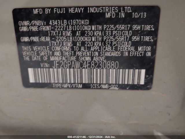 JF2GPAWC4E8230880 Subaru Xv Crosstrek 2.0i Premium