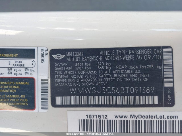 2011 MINI COOPER WMWSU3C56BT091389 Photo 8