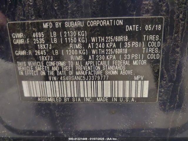 4S4BSANC5J3379777 Subaru Outback 2.5i Limited