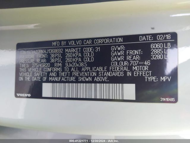 YV4A22PK4J1368692 Volvo Xc90 T6 Momentum