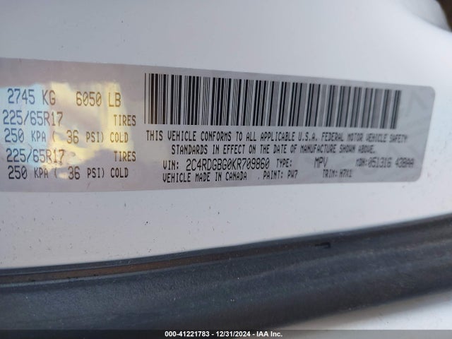 Dodge Grand Caravan Se 2019 2C4RDGBG0KR709860 Image 9