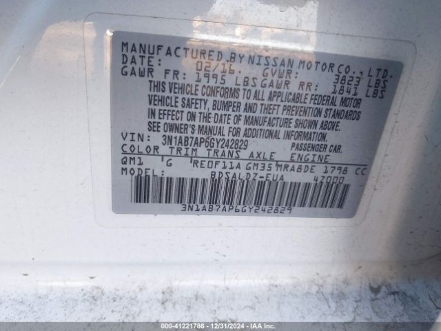 3N1AB7AP6GY242829 Nissan SENTRA SV