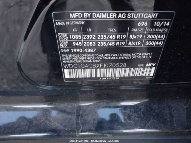WDCTG4GBXFJ070528 Mercedes-Benz Gla 250 4matic