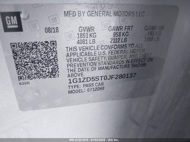 Chevrolet MALIBU LT 2018 1G1ZD5ST0JF280137 Image 9