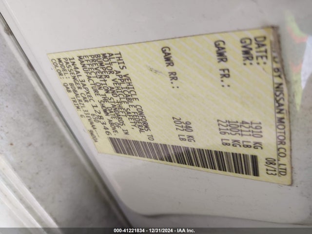 Nissan Altima 2.5 S 2014 1N4AL3APXEC128346 Image 9