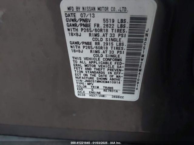 JN8CS1MW2EM410914 Infiniti QX70