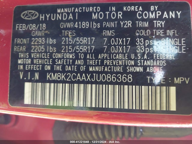 Hyundai Kona Sel 2018 KM8K2CAAXJU086368 Image 9