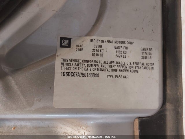 2005 CADILLAC STS 1G6DC67A750188844 Photo 8