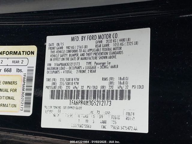 1FA6P8AM3G5212173 Ford Mustang V6
