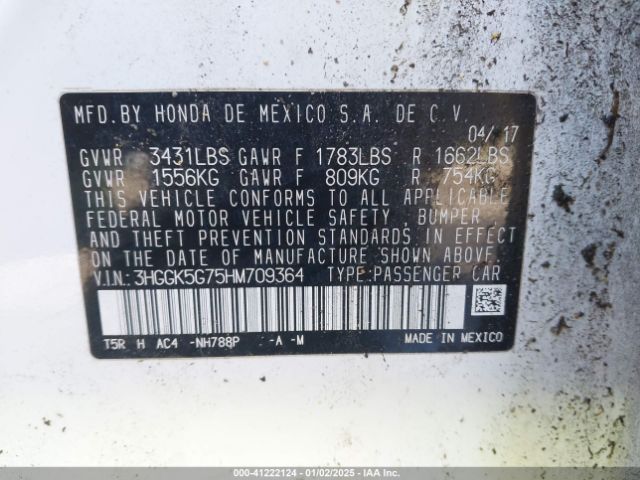 3HGGK5G75HM709364 Honda FIT EX