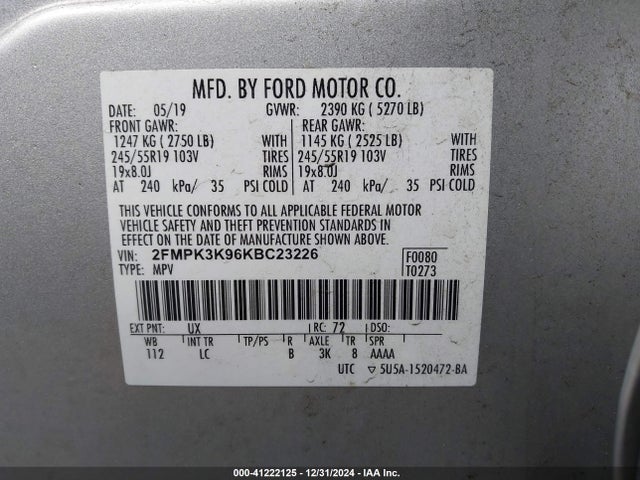 Ford Edge Titanium 2019 2FMPK3K96KBC23226 Image 9
