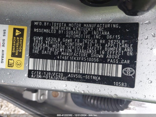 Toyota CAMRY LE 2015 4T4BF1FKXFR510056 Image 9