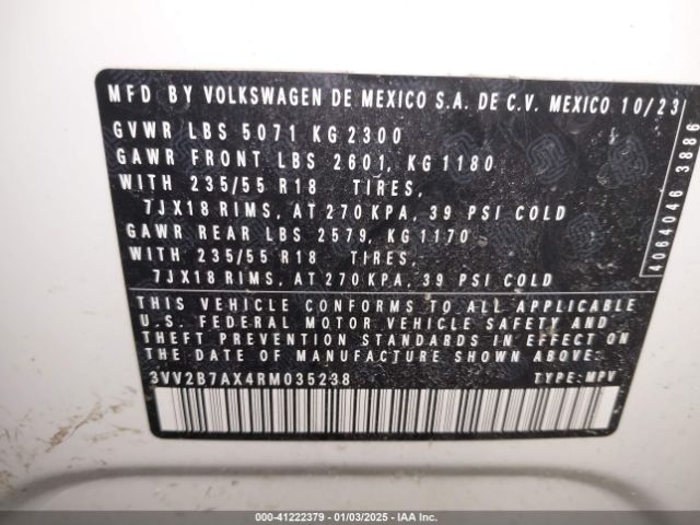 2024 VOLKSWAGEN TIGUAN 3VV2B7AX4RM035238 Photo 8