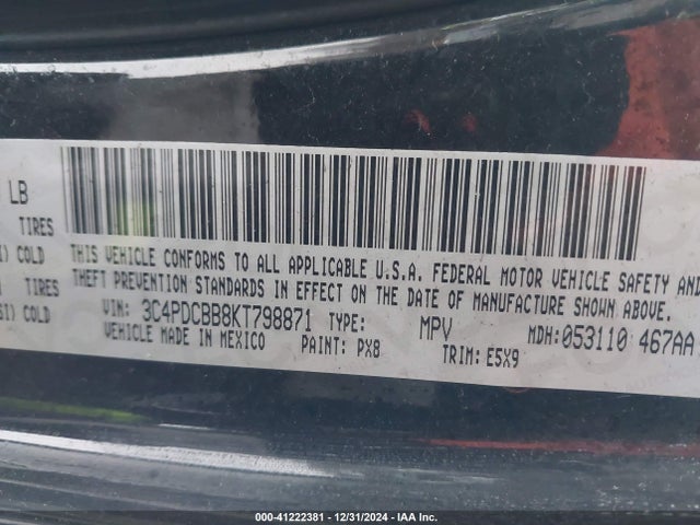 Dodge JOURNEY SE 2019 3C4PDCBB8KT798871 Image 9