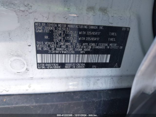 2T3H1RFV1KW055286 Toyota RAV4 LE