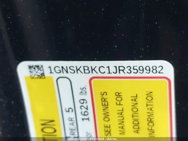 1GNSKBKC1JR359982 Chevrolet Tahoe Lt