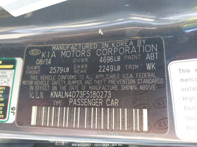 KNALN4D73F5180273 KIA Cadenza Premium