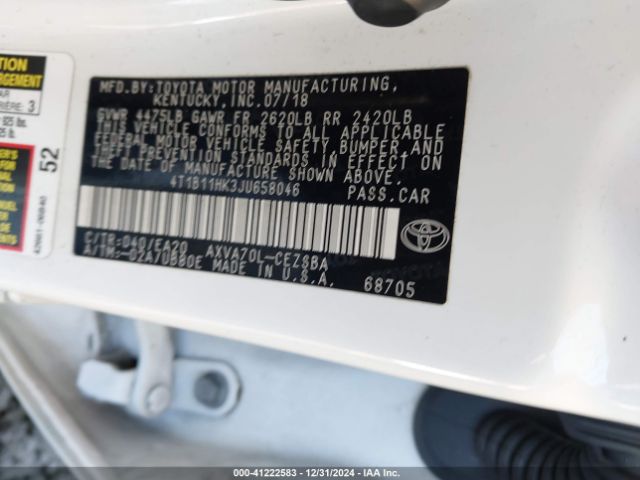 4T1B11HK3JU658046 Toyota CAMRY SE