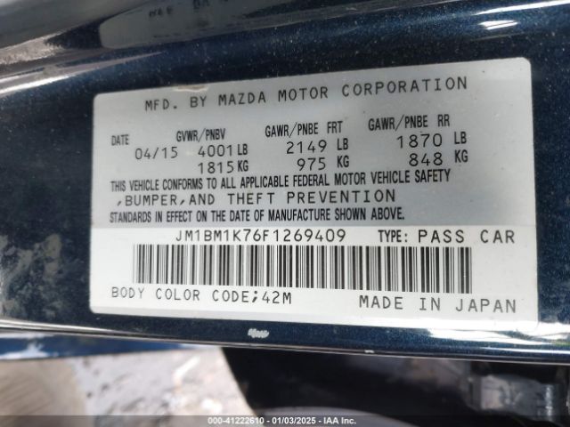 JM1BM1K76F1269409 Mazda Mazda3 I Sport