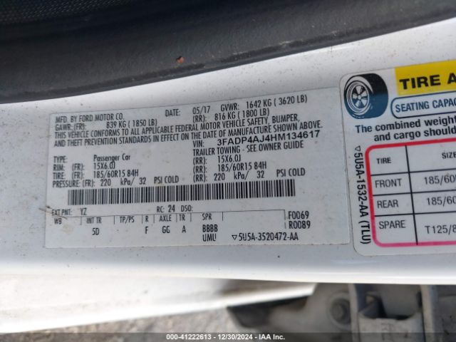 3FADP4AJ4HM134617 Ford FIESTA S
