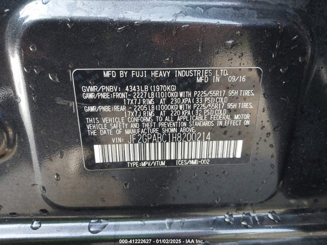 Subaru Crosstrek 2.0i Premium 2017 JF2GPABC1H8200214 Image 9