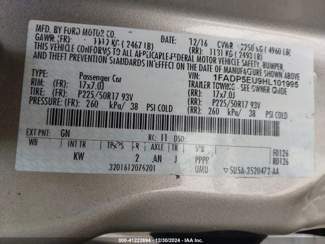 Ford C-max Energi Se 2017 1FADP5EU9HL101995 Image 9