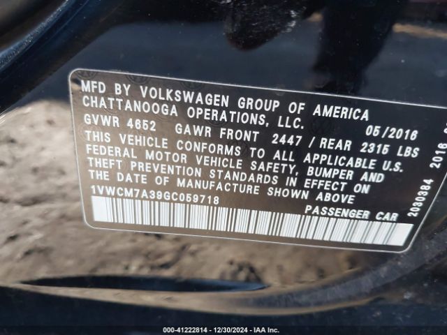 1VWCM7A39GC059718 Volkswagen Passat V6 Sel Premium