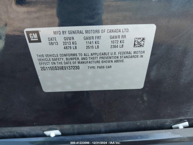 Chevrolet IMPALA 2LZ 2014 2G1155S39E9137230 Image 9