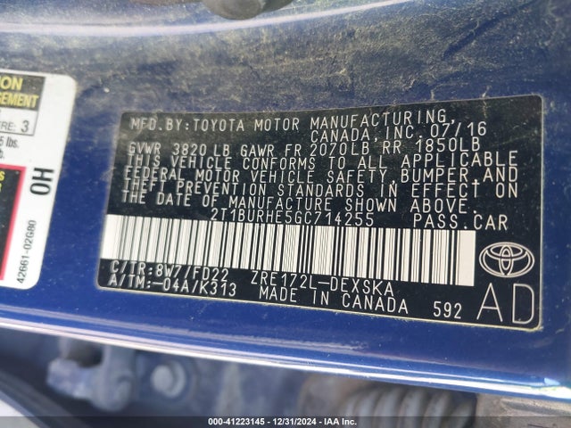 Toyota Corolla S Plus 2016 2T1BURHE5GC714255 Image 9