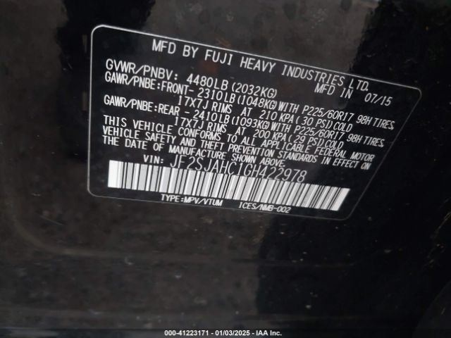 JF2SJAHC1GH422978 Subaru Forester 2.5i Limited